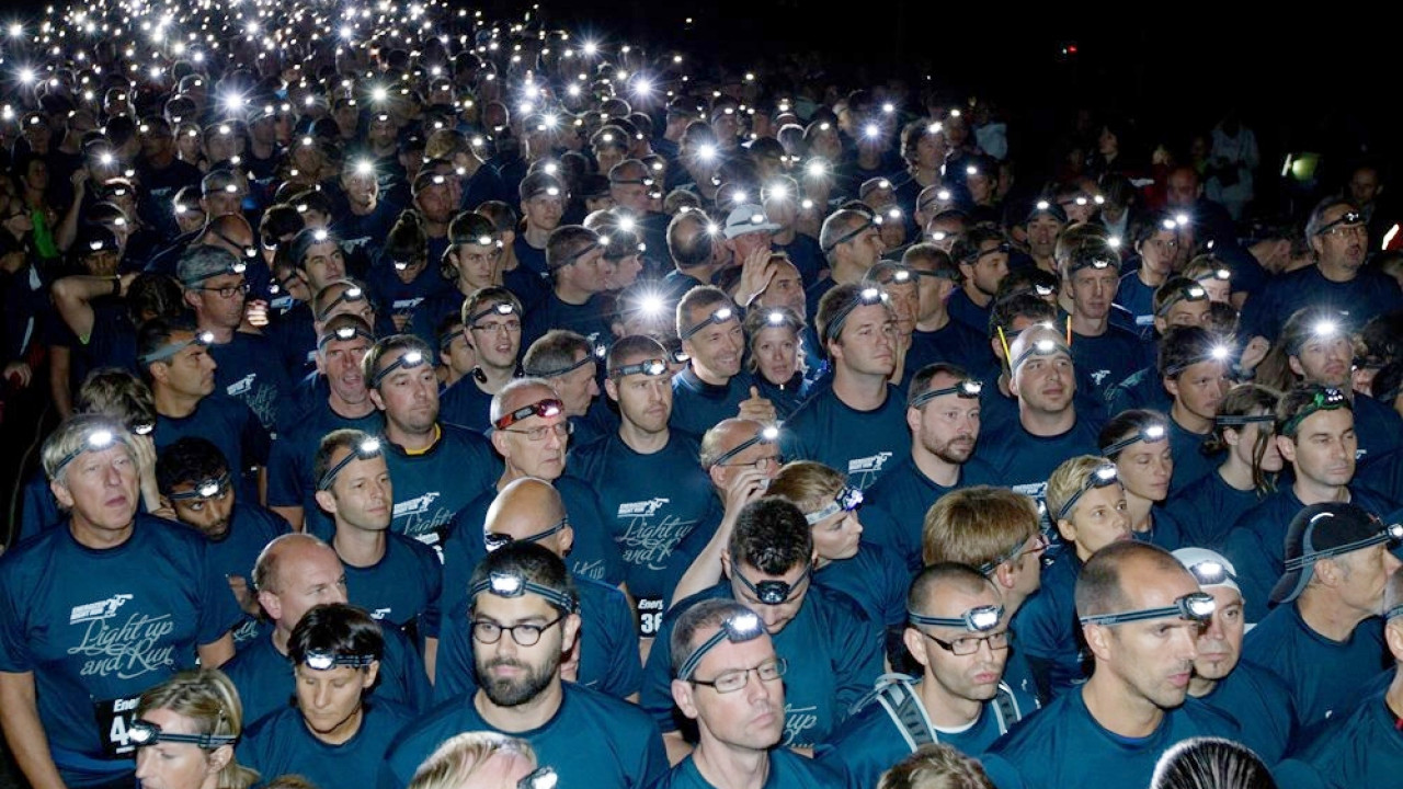 Nachtloop met lampjes