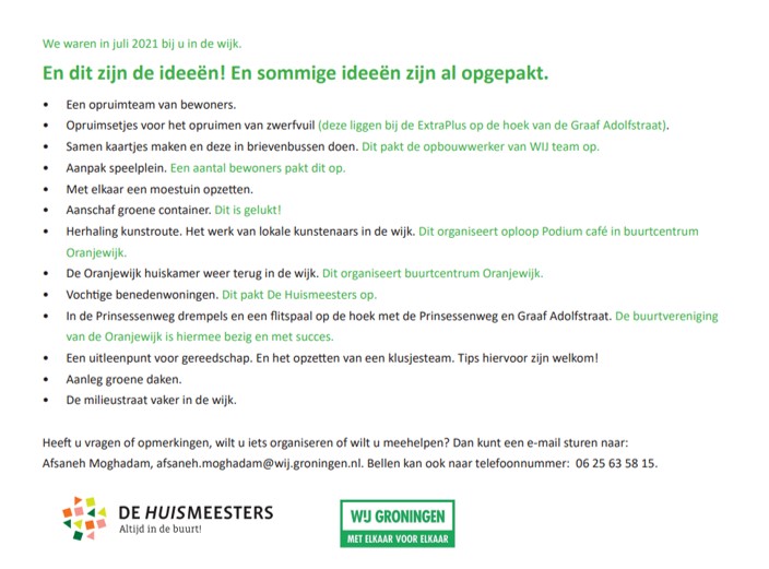 ideeen wij oranjewijk