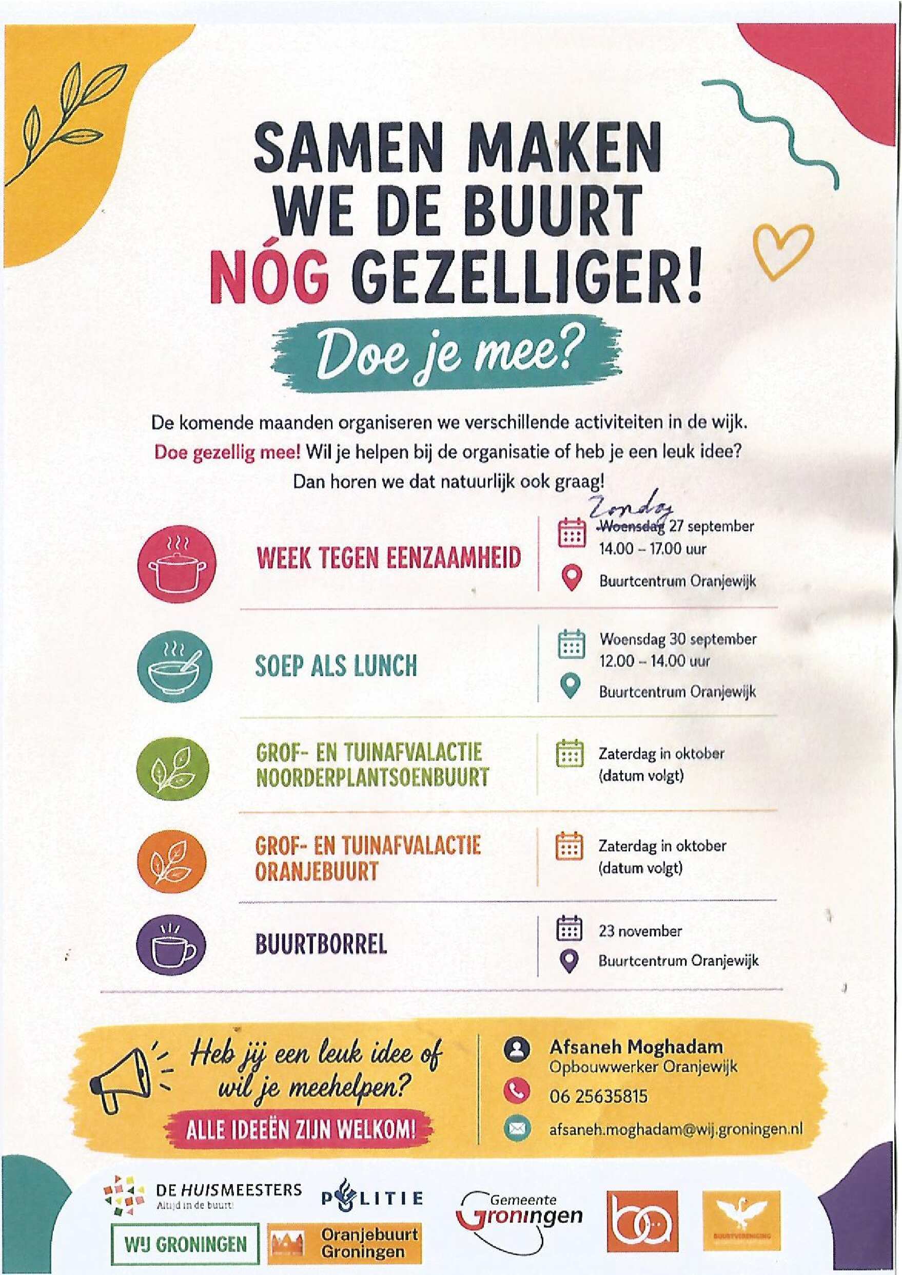 Samen de buurt nog gezelliger maken